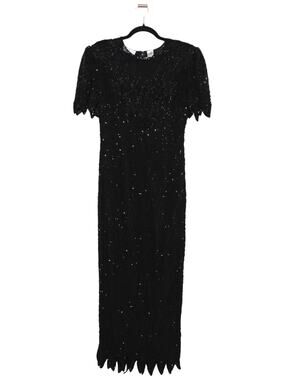 Vintage Scala 100% Silk Full Sequin Maxi Dress Size XL